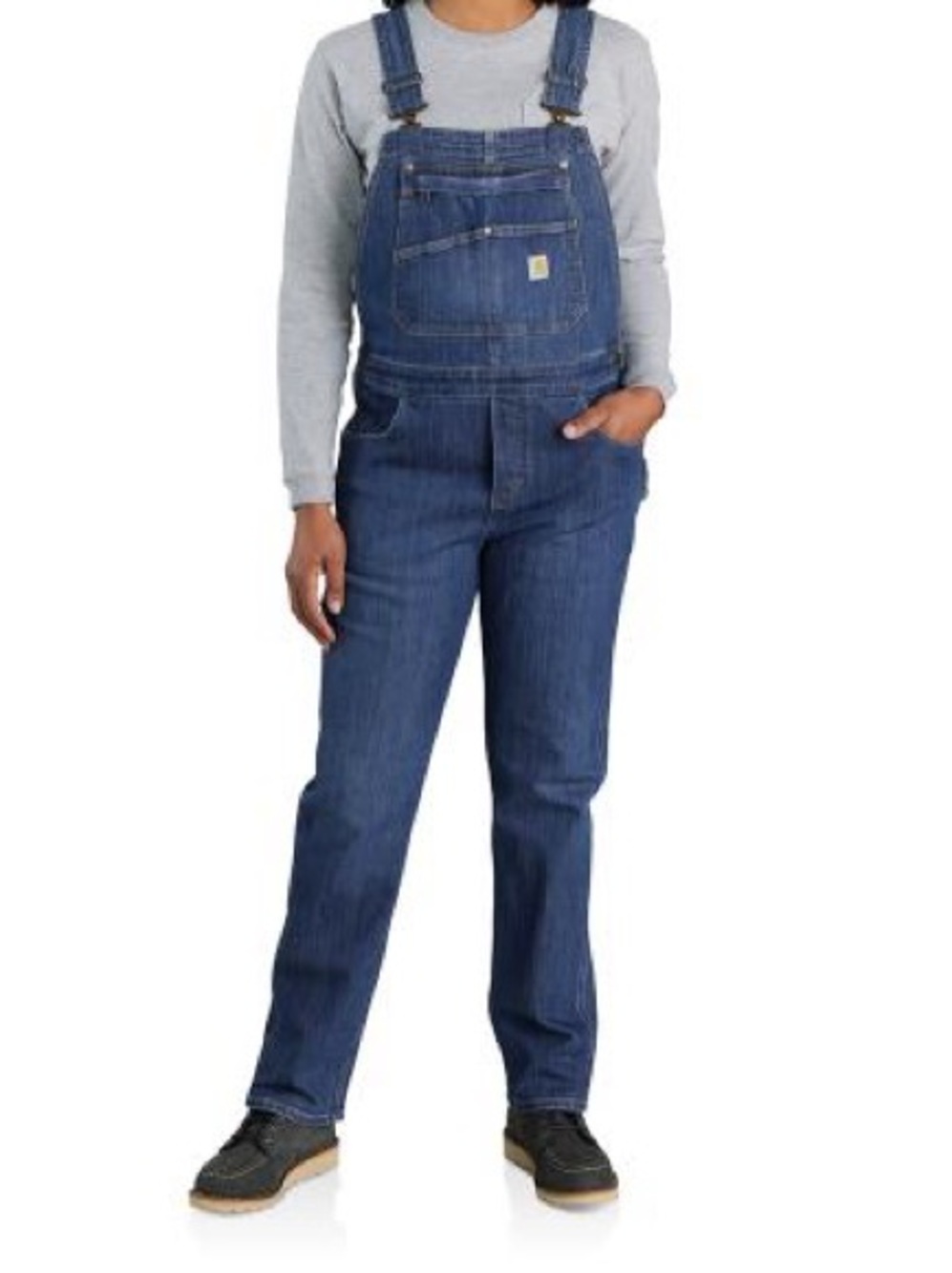 Carhartt Women's Medium Wash Blue Denim Bib Overalls